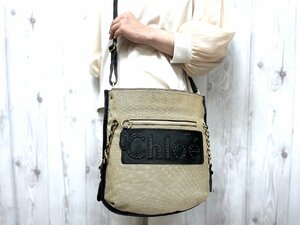 極美品 Chloe' クロエ ハーレー ショルダーバッグ トートバッグ バッグ キャンバス×レザー 黒系 A4収納可 70735