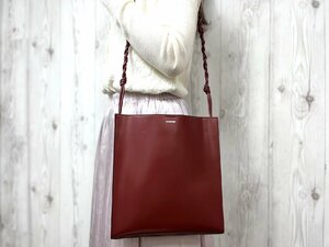 極美品 新品同様 JIL SANDER ジルサンダー タングル ミディアム ショルダーバッグ バッグ レザー 赤系 71015