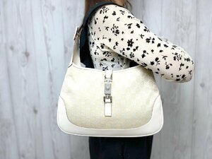  ultimate beautiful goods GUCCI Gucci GG canvas jack - handbag shoulder bag bag leather ivory series 71016