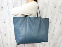 極美品 CELINE セリーヌ ホリゾンタルカバ トートバッグ ハンドバッグ ショルダーバッグ バッグ レザー ダスティーブルー A4可メンズ 71123_画像1