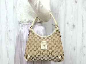 極美品 GUCCI グッチ アビーライン GGキャンバス ハンドバッグ ショルダーバッグ バッグ キャンバス×レザー ベージュ系 71038