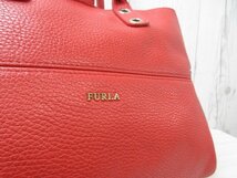 極美品 FURLA フルラ ハンドバッグ ショルダーバッグ バッグ レザー 赤×クリーム系 2WAY 70286_画像9