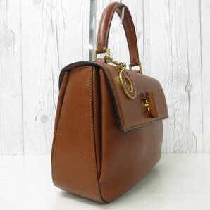 極美品 CELINE セリーヌ サークルロゴ ハンドバッグ バッグ リザード型押しレザー 茶 70406の画像5