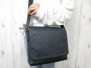 極美品 LOUIS VUITTON ルイヴィトン ダミエアンフィニ ディストリクトPM アストラル ショルダーバッグ バッグ N41034レザー 紺メンズ 70273