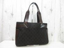 極美品 GUCCI グッチ GGキャンバス トートバッグ ショルダーバッグ バッグ キャンバス×レザー 茶 A4収納可 70333_画像3