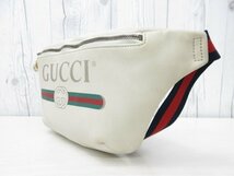 美品 GUCCI グッチ インターロッキング シェリーライン ボディバッグ ウエストポーチ バッグ レザー×キャンバス ベージュ メンズ 70619_画像3