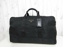 極美品 PRADA プラダ デカロゴ テスート ボストンバッグ ハンドバッグ バッグ ナイロン 黒 A4収納可 メンズ 67475_画像2