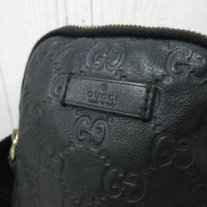 極美品 GUCCI グッチ GG柄 グッチシマ ボディバッグ ウエストポーチ バッグ レザー 黒 メンズ 70636の画像7