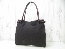 極美品 GUCCI グッチ GGキャンバス トートバッグ ショルダーバッグ バッグ キャンバス×レザー 茶 A4収納可 70604Y_画像3