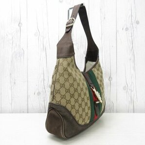 極美品 GUCCI グッチ GGキャンバス ニュージャッキー シェリーライン ハンドバッグ バッグ キャンバス×ヌバッグ レザー ベージュ 茶 66609の画像5