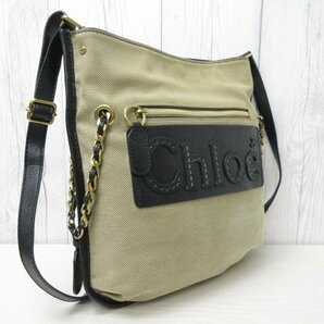 極美品 Chloe' クロエ ハーレー ショルダーバッグ トートバッグ バッグ キャンバス×レザー 黒系 A4収納可 70735の画像3