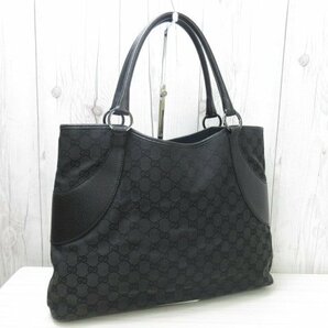 極美品 GUCCI グッチ GGキャンバス トートバッグ ショルダーバッグ バッグ キャンバス×レザー 黒 A4収納可 70750の画像2