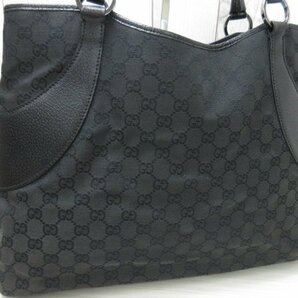 極美品 GUCCI グッチ GGキャンバス トートバッグ ショルダーバッグ バッグ キャンバス×レザー 黒 A4収納可 70750の画像9