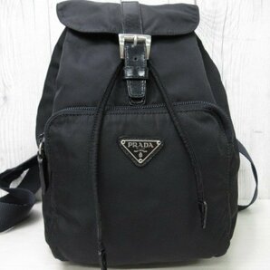 極美品 PRADA プラダ テスート ナイロンリュック リュックサック バッグ B5827F ナイロン×レザー 黒 70720Yの画像10