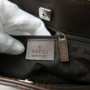 極美品 GUCCI グッチ トートバッグ ハンドバッグ バッグ レザー×キャンバス 茶 A4収納可 70837の画像8