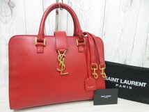 極美品 YSL SAINT LAURENT PARIS サンローラン パリ ベイビーカバス ハンドバッグ ショルダーバッグ バッグ レザー 2WAY 赤 70737_画像2