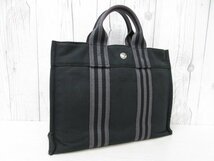 極美品 HERMES エルメス フールトゥPM トートバッグ ハンドバッグ バッグ キャンバス 黒×グレー 71033_画像3