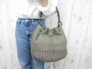 ultimate beautiful goods ANYA HINDMARCH Anya Hindmarch handbag shoulder bag bag leather gray × tea A4 storage possible 71147