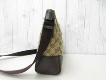 極美品 GUCCI グッチ GGキャンバス ショルダーバッグ バッグ キャンバス×レザー 茶系 70990_画像5