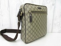 極美品 GUCCI グッチ GGスプリーム ショルダーバッグ バッグ レザー 茶系 メンズ 71126_画像5