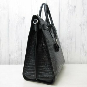 極美品 新品同様 SAINT LAURENT PARIS サンローラン パリ YSL サックドジュール ラージ トート バッグ クロコダイル型 黒 A4可 メンズ70991の画像4