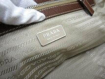 極美品 PRADA プラダ リザード ハンドバッグ ショルダーバッグ バッグ レザー×キャンバス 茶 70964Y_画像10