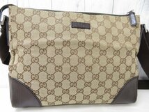 極美品 GUCCI グッチ GGキャンバス ショルダーバッグ バッグ キャンバス×レザー 茶系 70990_画像10