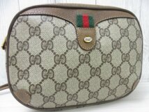 極美品 GUCCI グッチ オールドグッチ GGスプリーム シェリーライン ショルダーバッグ バッグ レザー 茶 71007_画像10