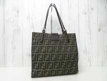 極美品 FENDI フェンディ ズッカ トートバッグ ショルダーバッグ バッグ ナイロンキャンバス×レザー 茶 70943Y_画像3