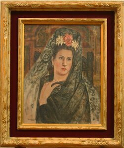 Art hand Auction ★Final price reduction◆ Kazue Kunisawa Senorita (Spanish girl) No. 6 Yamaguchi Prefecture Master Hiraga Oil painting Kazue Kunisawa★, Painting, Oil painting, Portraits