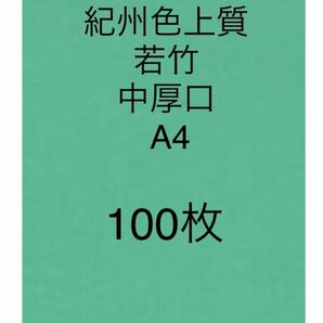 北越コーポレーション 紀州の色上質　若竹中厚口A4規格100枚