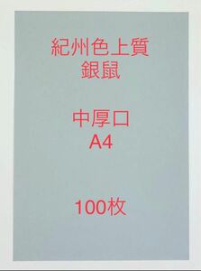 北越コーポレーション 紀州の色上質　銀鼠　中厚口A4規格100枚