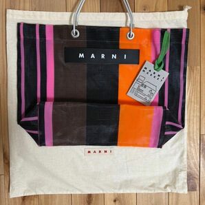 MARNI FLOWER CAFE トートバッグ　ストライプバッグ　マルチピンク