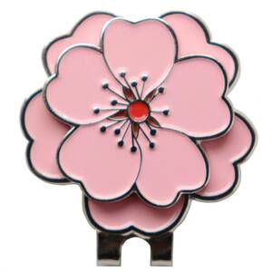桜 ゴルフマーカー ハットクリップ マグネット（磁石）着脱 サクラの花びらをデザインしたボールマーカー 薄ピンク