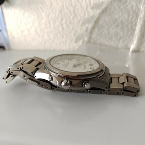 SEIKO 腕時計 セイコー 稼働品 メンズ電波時計 ビジネスフォーマル紳士 チタン 軽量 ホワイト文字盤 防水の画像2