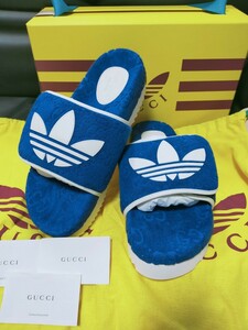 GUCCI グッチ adidas Originals アディダス オリジナルス コラボ スリッパ サンダル 新品未使用品 ブルー 