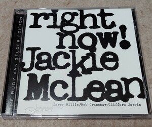 【RVG 名盤シリーズ】JACKIE McLEAN / RIGHT NOW! ジャッキー・マクリーン THE RUDY VAN GELDER EDITION VANGELDER ケース新品交換済 美品