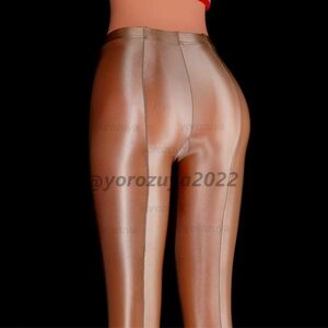 117-346-20 new work gloss gloss ba Klein 9 minute height lustre leggings [ Brown,XL size ] lady's woman Ran Jerry sexy cosplay.3