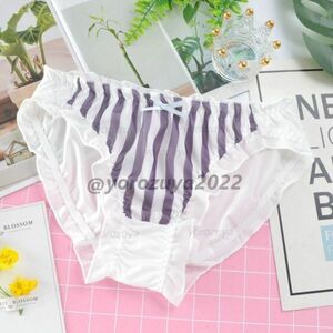 117-261-5 young lady pretty stripe ribbon bread tea [ purple,L size ] lady's woman girl shorts pants Ran Jerry.2