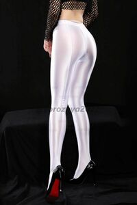 102-512-19pitapita lustre gloss gloss leggings pants [ white,L size ] cosplay fancy dress sexy Dance yoga ero. ultra costume.1
