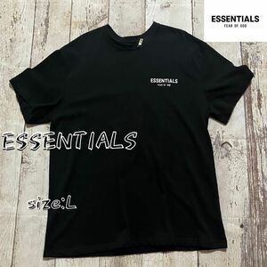 ESSENTIALS エッセンシャルズ tシャツ メンズ L FEAR OF GOD バックプリント ブラック 半袖Tシャツ 黒