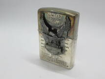 P17 ZIPPO　※未着火 90s HARLEY-DAVIDSON LIMITED EDITION イーグル メタル貼り シリアル入り　缶ケース付き ジッポ ハーレー_画像2