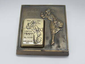 P15 〇ZIPPO Windy Girl Limited Edition 1997年製　台座付き　solidbrass ソリッドブラス　ゴールド　喫煙具　ジッポ