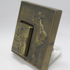 P15 〇ZIPPO Windy Girl Limited Edition 1997年製 台座付き solidbrass ソリッドブラス ゴールド 喫煙具 ジッポの画像6