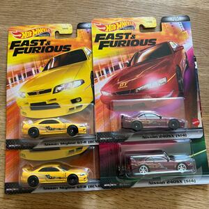 送料込4台 Hot Wheels ホットウィール ワイルドスピード 日産 GT-R 33 FAST&FURIOUS PREMIUM NISSAN SKYLINE gtr r33 ワイスピ bcnr33 s14 