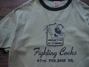 BUZZ RICKSON'S バズリクソンズ MADE IN USA リンガーTEE 67th FTR-BOMB SQ.'FIGHTING COCKS' XL
