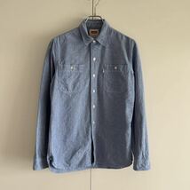 Levi's リーバイス ワークシャツ S オックスフォード ダンガリー マチ付き チンスト ブルー 古着 大きめ_画像2