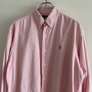 90s Ralph Lauren ラルフローレン YARMOUTH オックスフォード ボタンダウンシャツ M程度 ピンク 古着 正規品