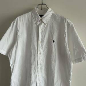 Ralph Lauren ラルフローレン CLASSIC FIT ボタンダウンシャツ 半袖 L ホワイト 無地 スモールポニー 大きめ 正規品