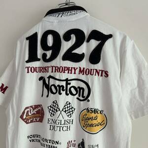 Norton ノートン ポロシャツ XL モーターサイクル 刺繍 ホワイト 大きいサイズ